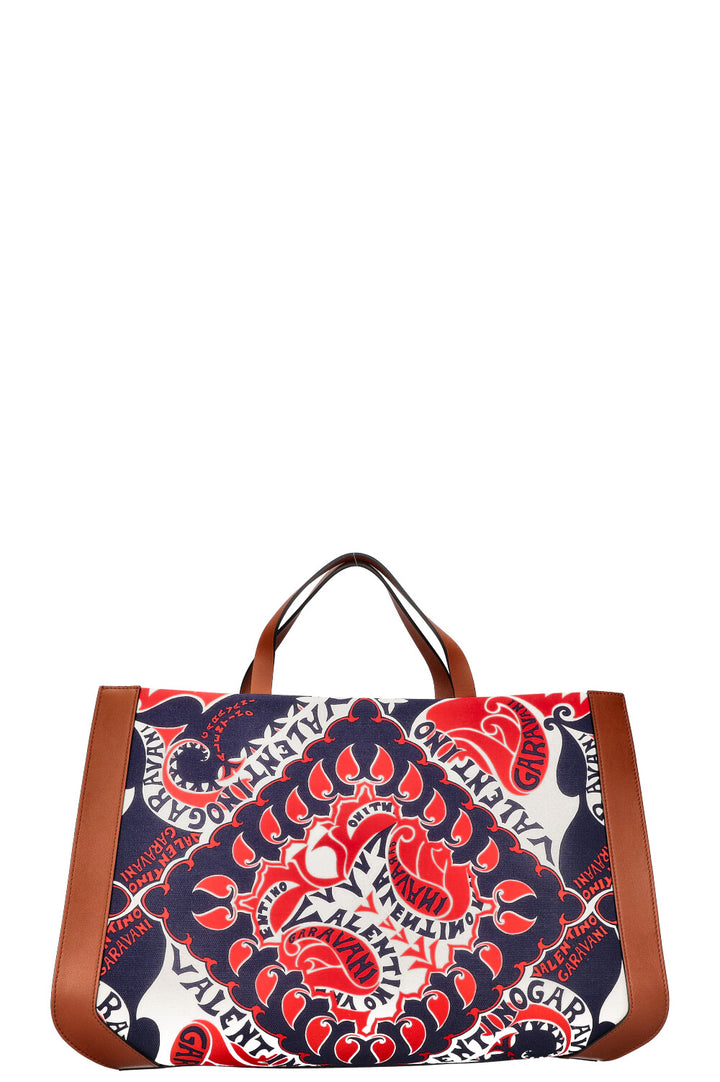 VALENTINO V Logo Tote Bag Bandana Print Canvas
