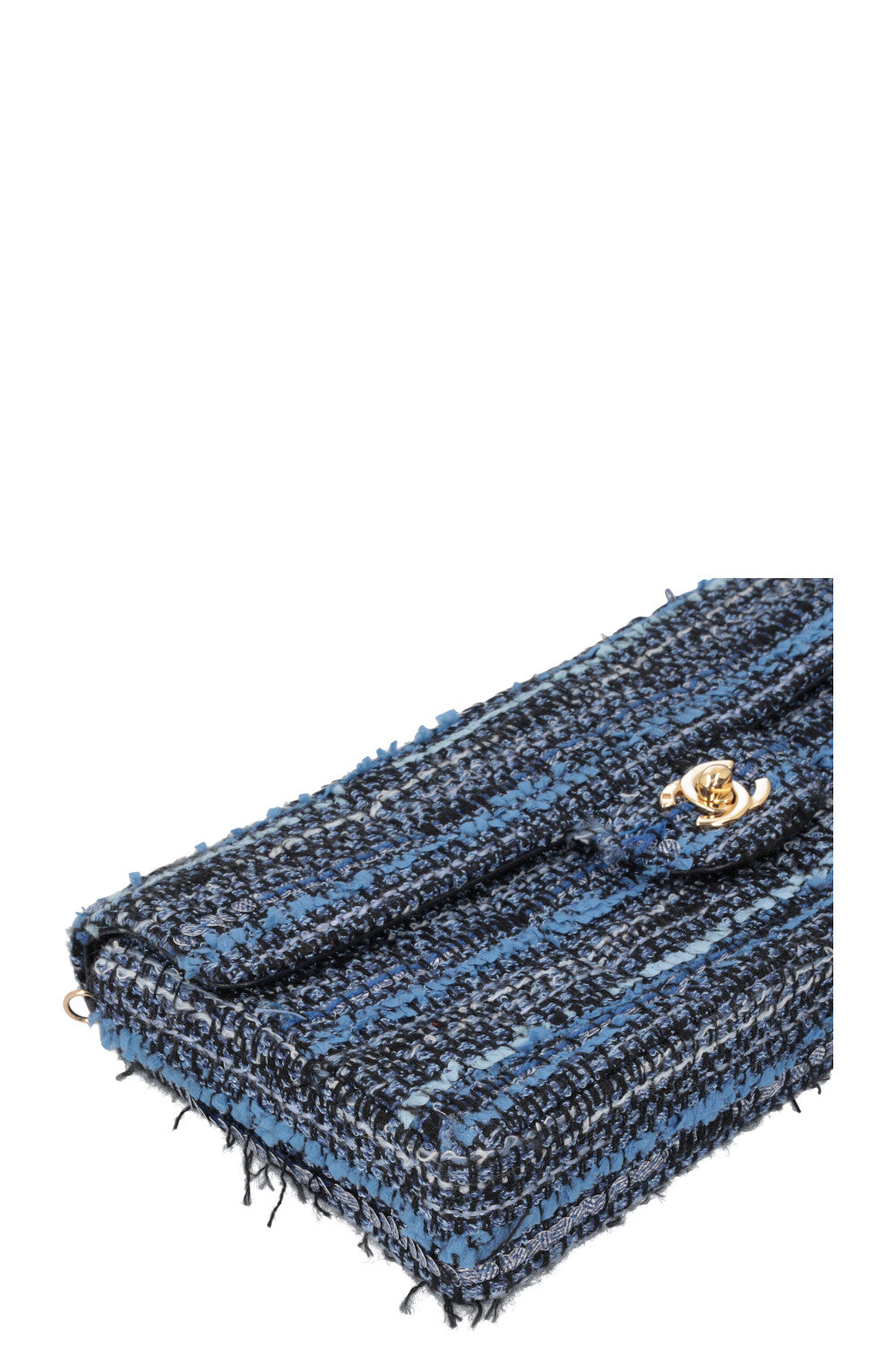CHANEL Chocolate Bar Tweed Handbag Blue