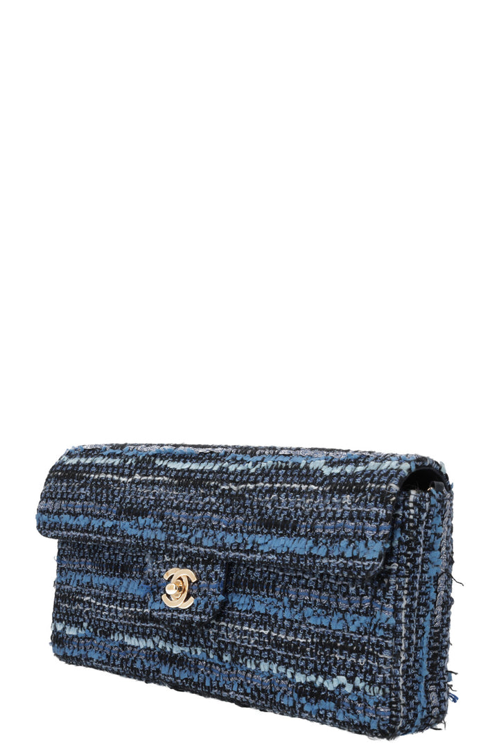 CHANEL Chocolate Bar Tweed Handbag Blue