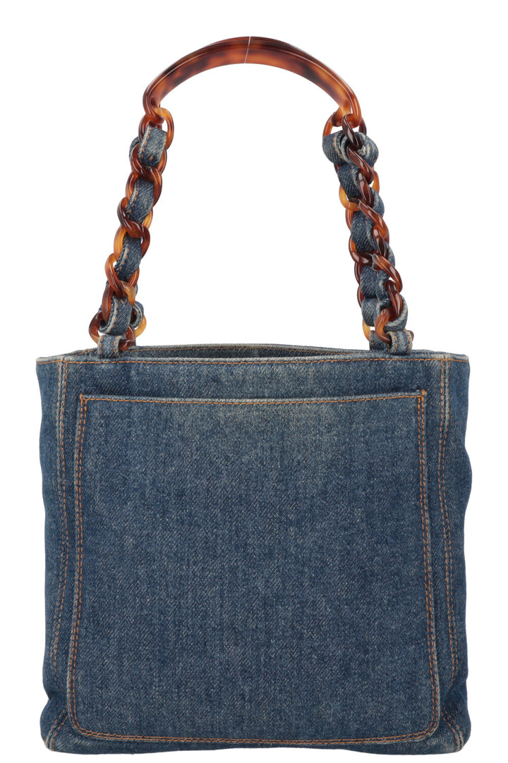 CHANEL CC Denim Top Handle Tote Bag