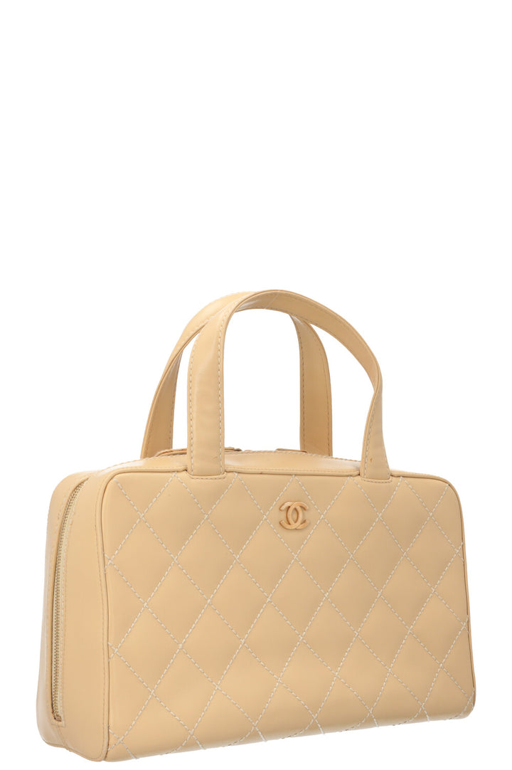 CHANEL Wild Stitch Boston Tote Bag Beige