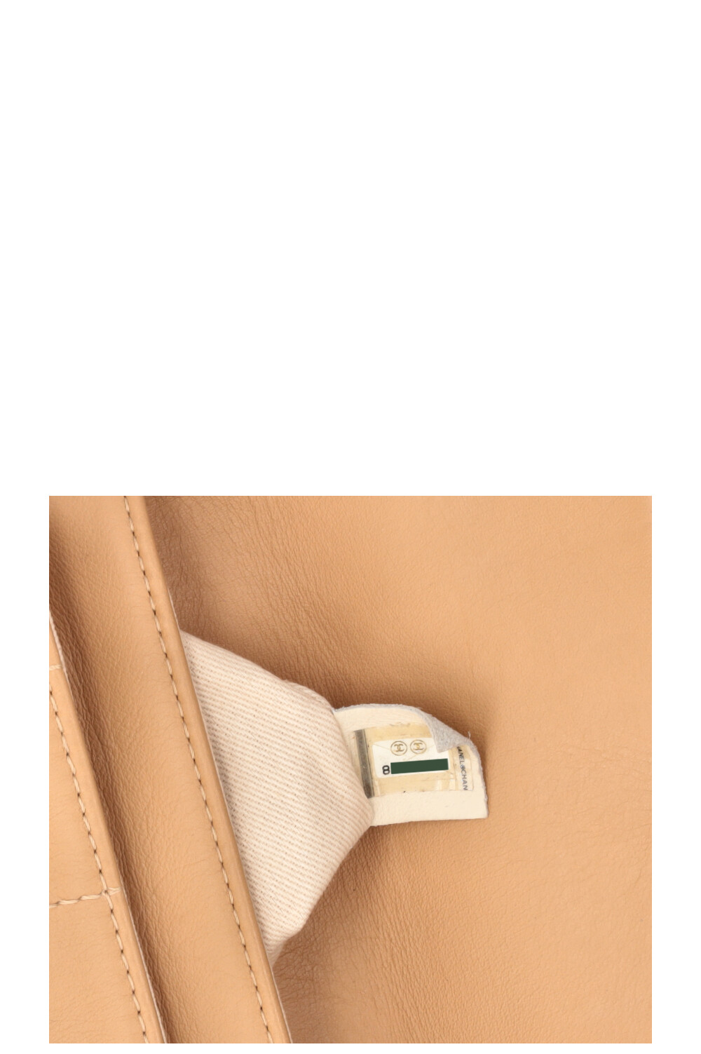 CHANEL Chocolate Bar Handbag Beige Leather