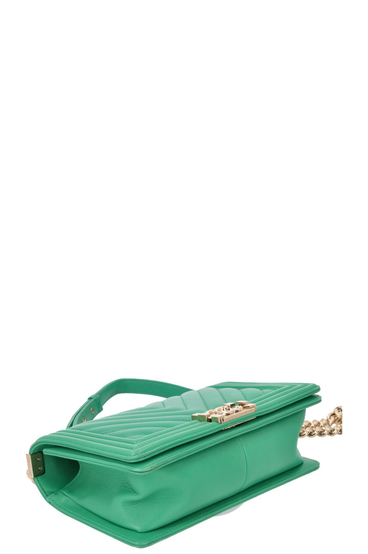 CHANEL Boy Bag Medium Chevron Green