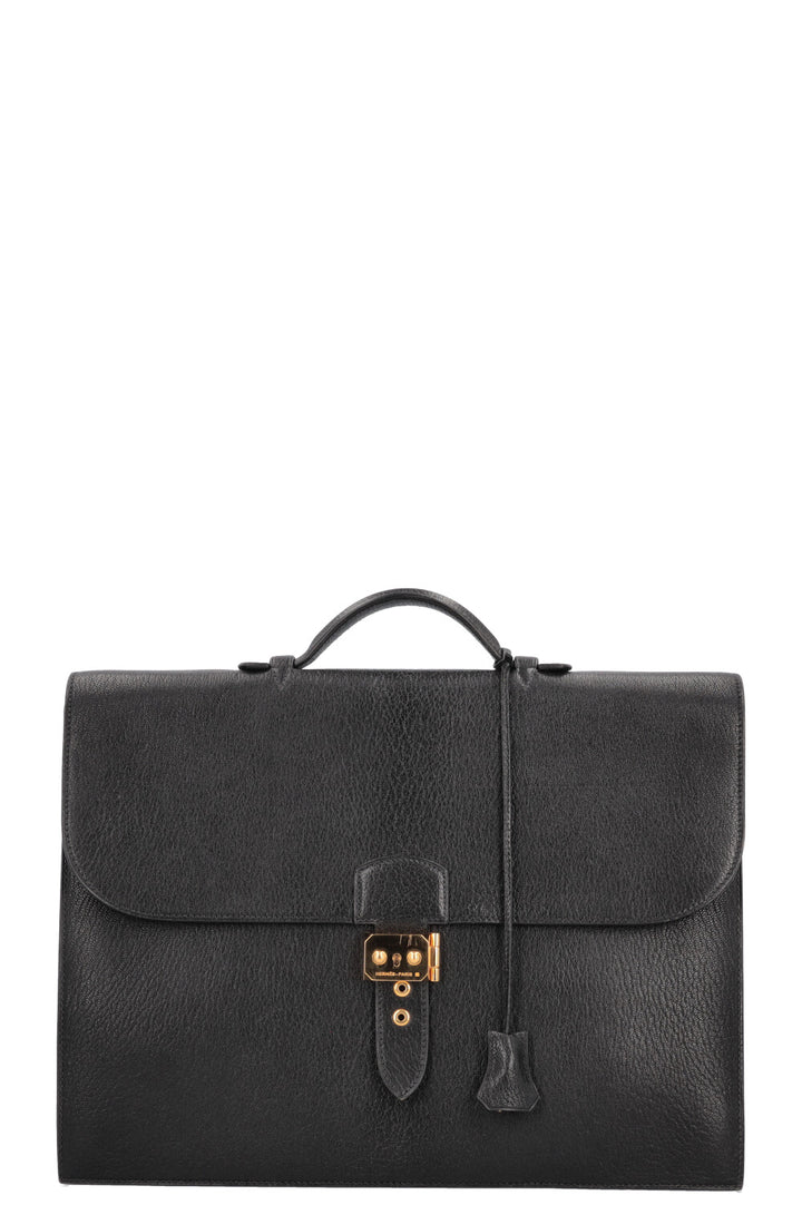 HERMÈS Sac à Dépèches 38 Chevre Black