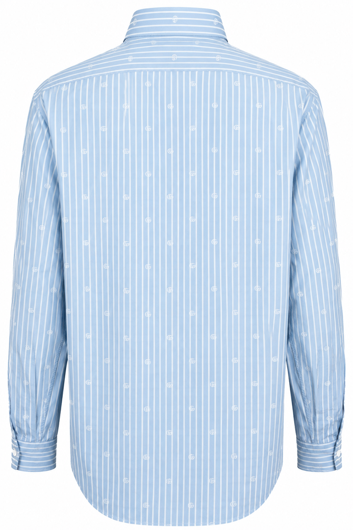 Chemise Gucci à logo rayée en coton bleu clair