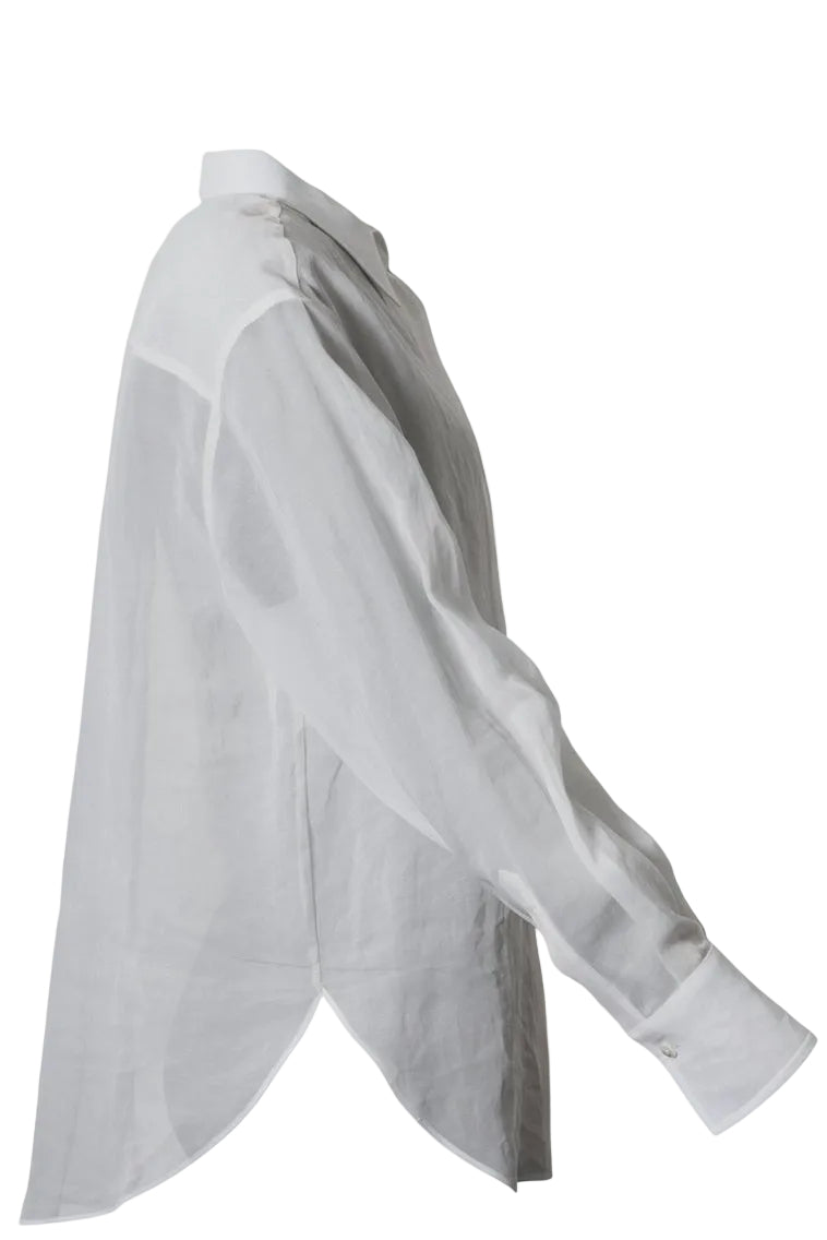 BRUNELLO CUCINELLI Embroidered Semi Sheer Shirt Cotton White