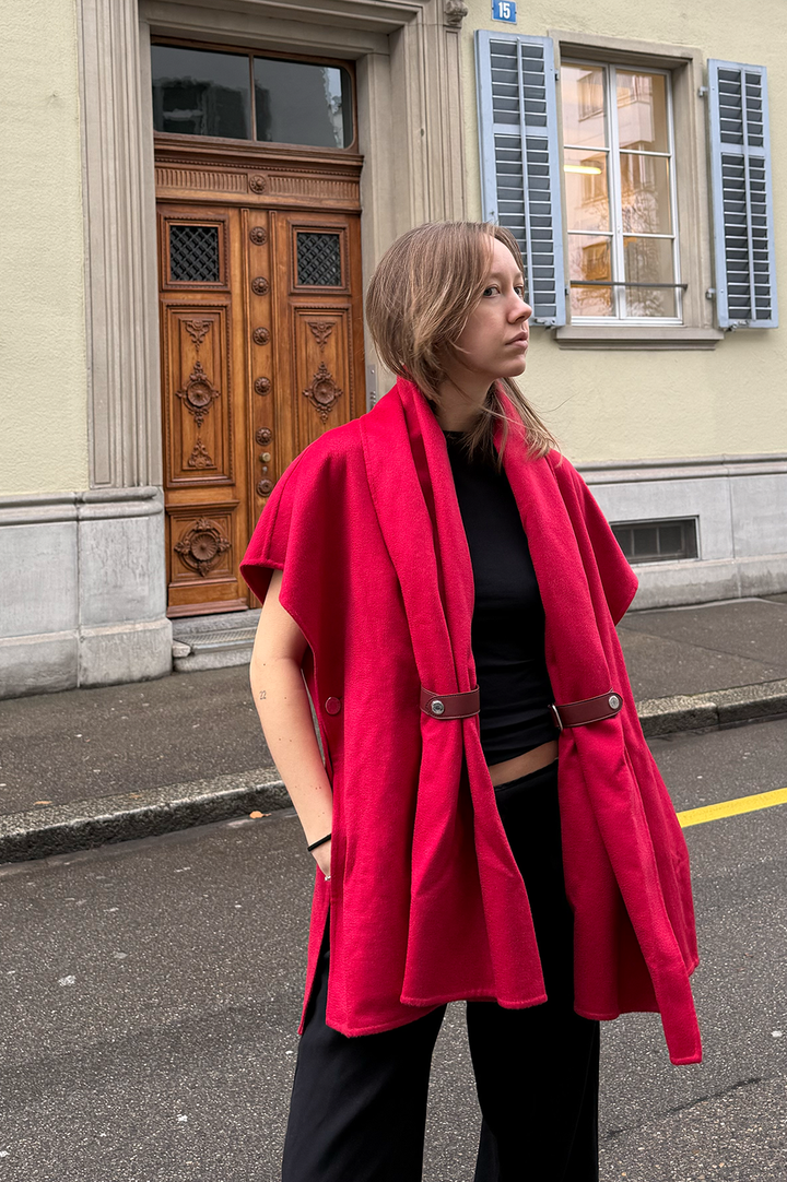 HERMÈS Cape Cashmere Rouge foil