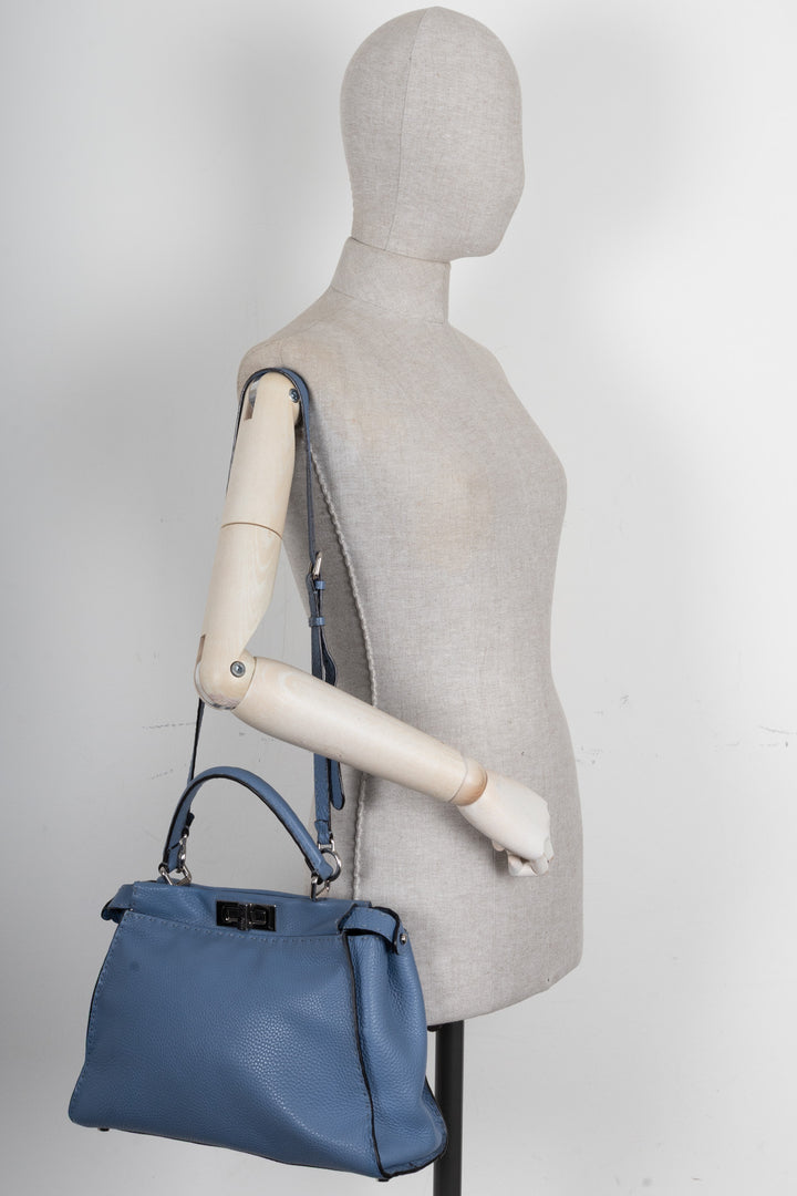 FENDI Peekaboo Medium Cuir Bleu