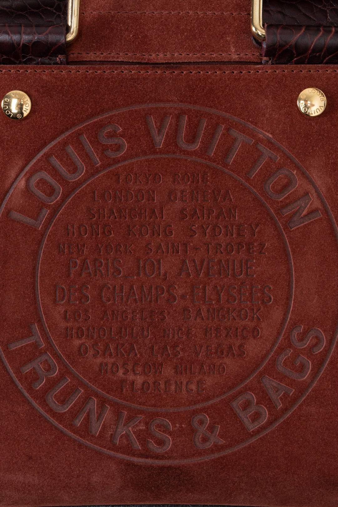 LOUIS VUITTON Trunk Bowler Bag Suede Red