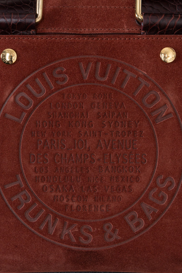 LOUIS VUITTON Trunk Bowler Bag Suede Red