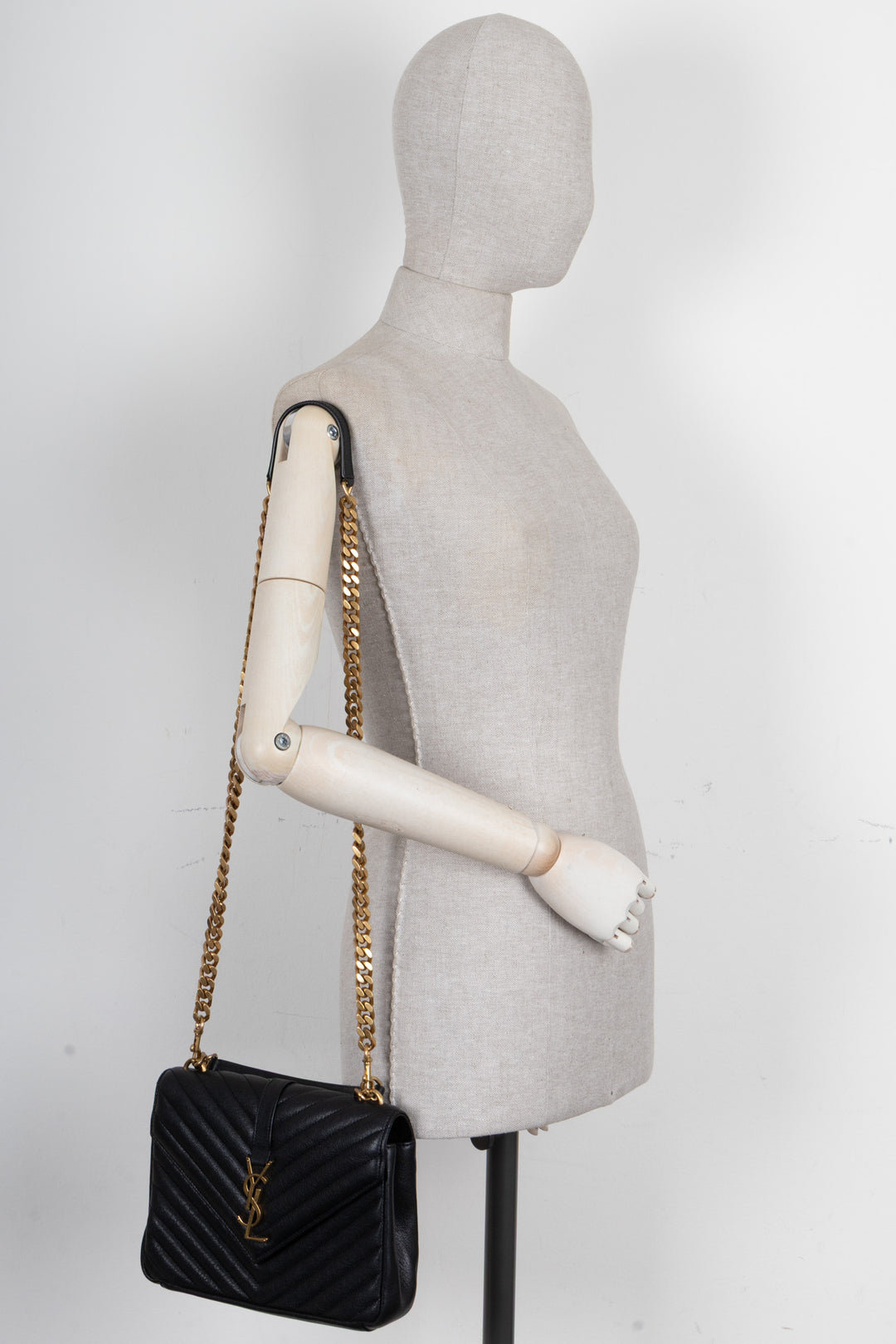 SAINT LAURENT Collège Bag Medium Leather Black