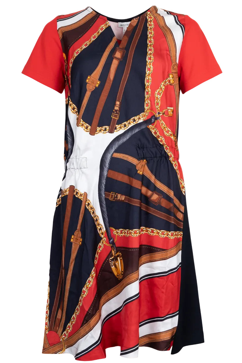 LOUIS VUITTON Chain Print Dress Silk Multicolor