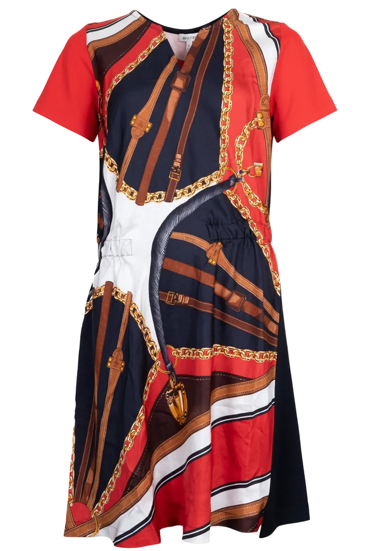 LOUIS VUITTON Chain Print Dress Silk Multicolor