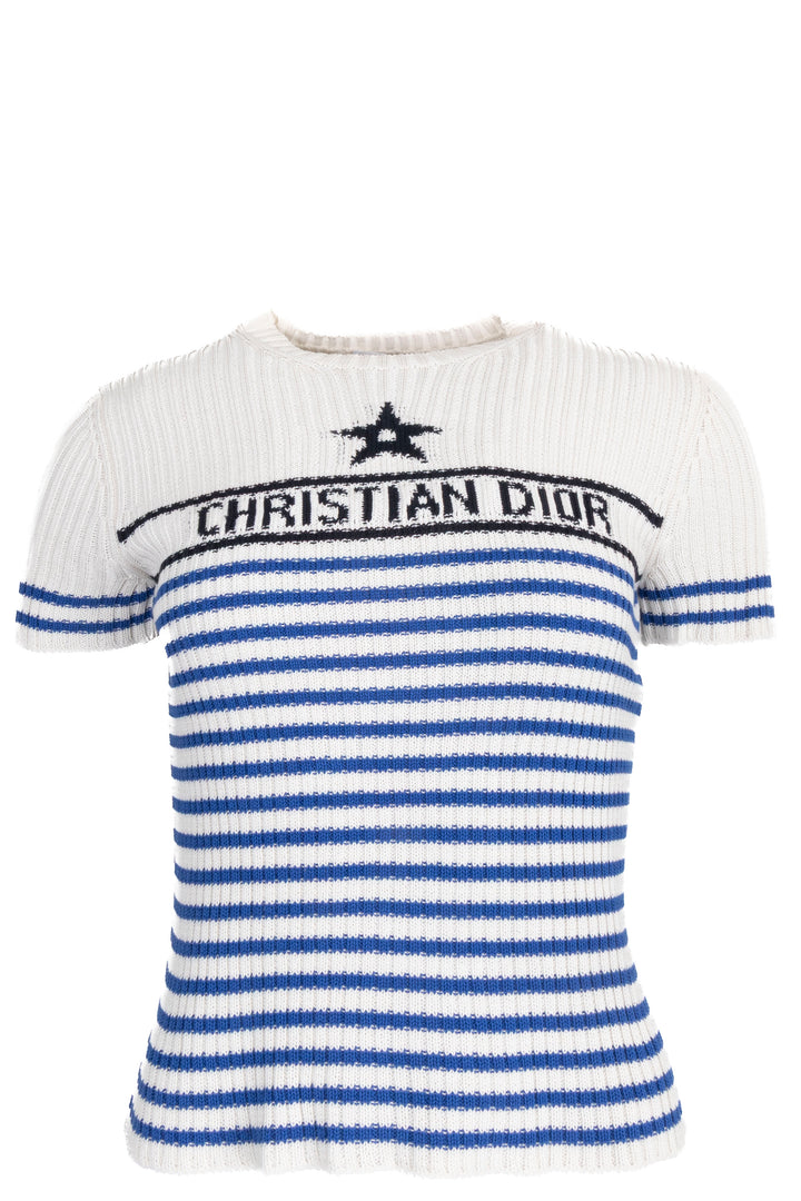 CHRISTIAN DIOR Star Striped Shirt White Black Blue