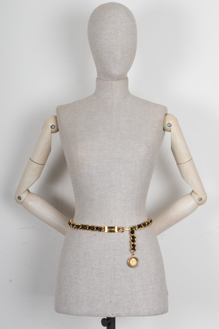 CHANEL 1980 Ceinture matelassée CC Or