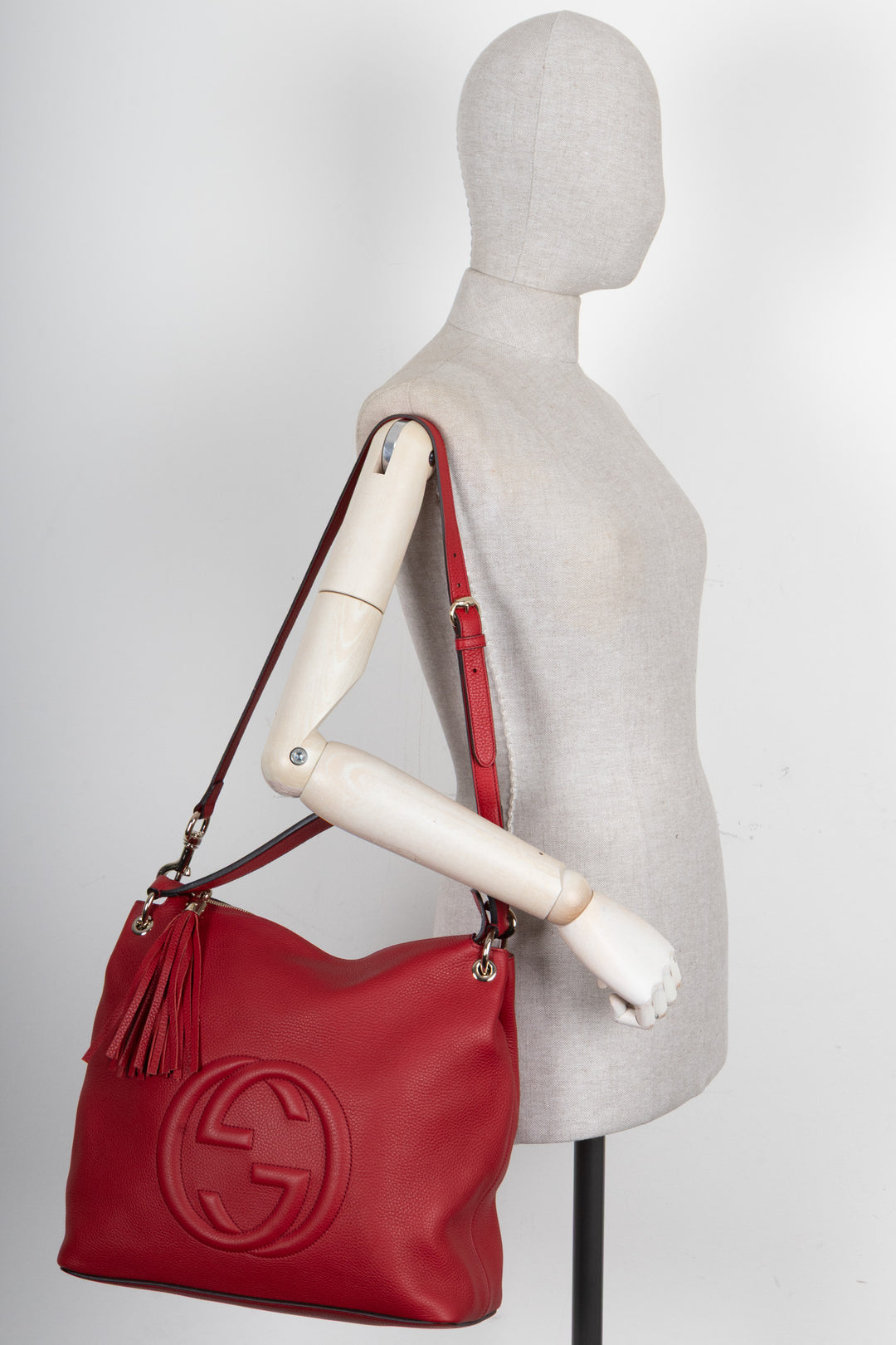GUCCI Soho Hobo Bag Leather Red
