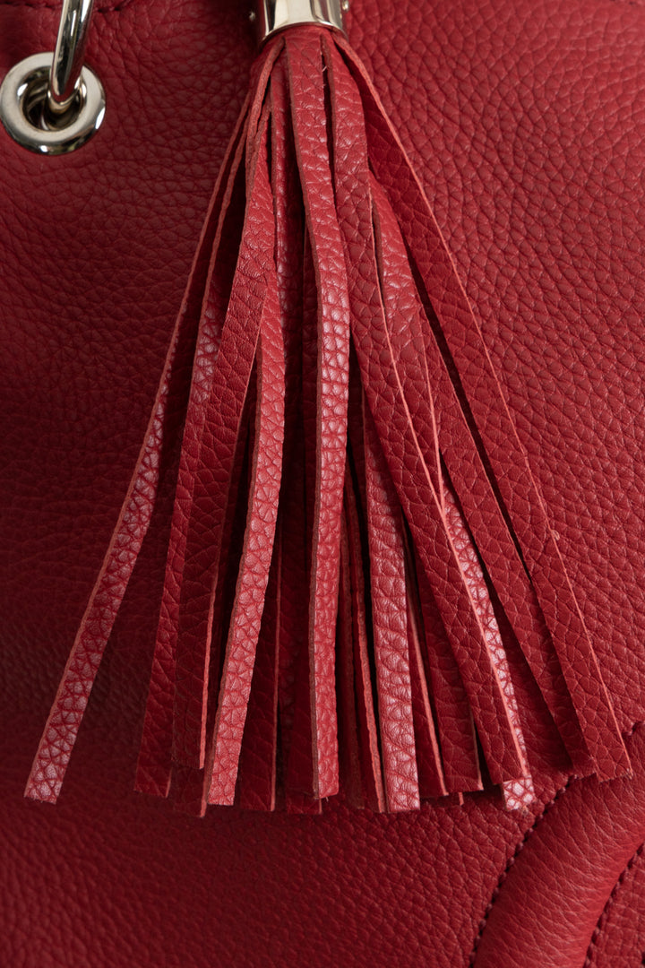 GUCCI Soho Hobo Bag Leather Red
