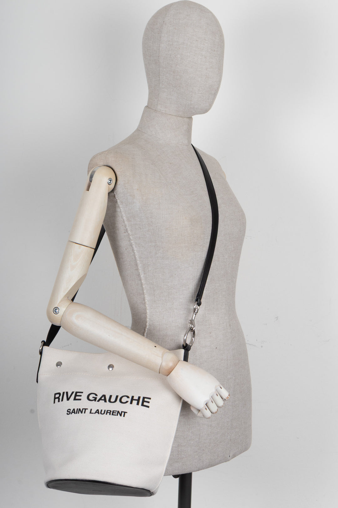 SAINT LAURENT Rive Gauche Bucket Toile Ivoire
