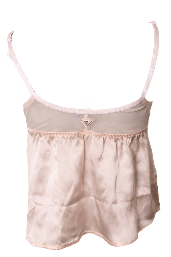 PRADA 2025 Top satin dentelle rose