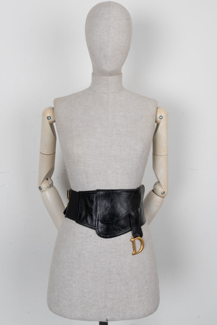 CHRISTIAN DIOR Saddle Waist Belt Black