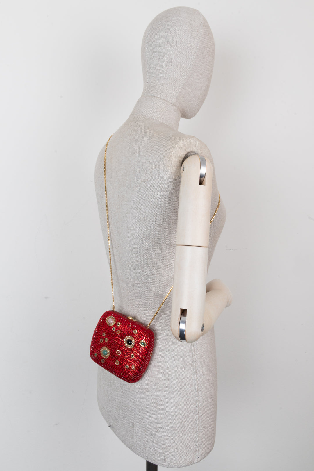 JUDITH LEIBER Crystals Crossbody Clutch Red