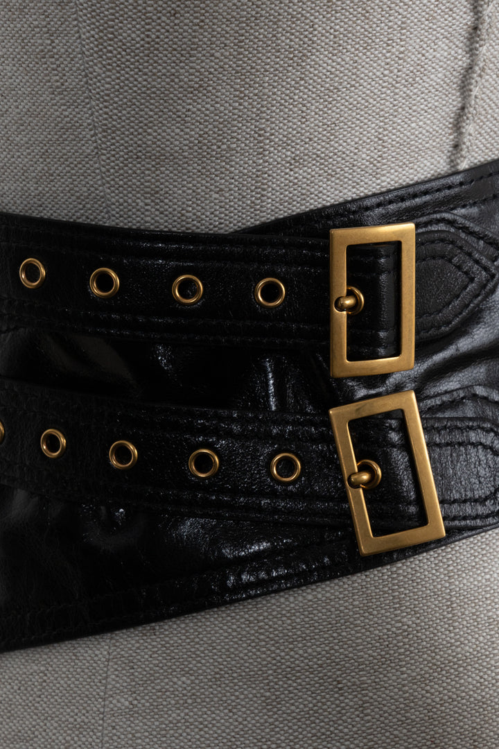 CHRISTIAN DIOR Saddle Waist Belt Black