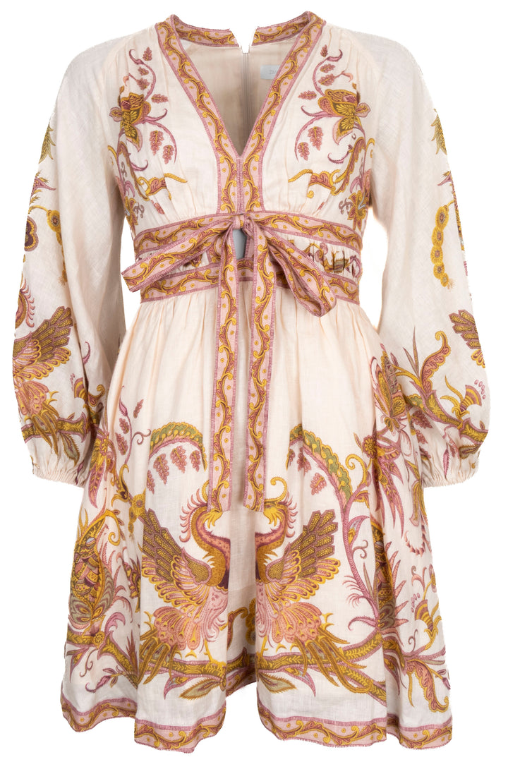 ZIMMERMANN Mini Robe Lin Rose Fleuri