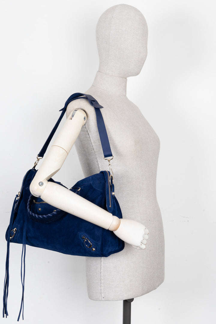 BALENCIAGA Classic City Bag Medium Suede Royal Blue