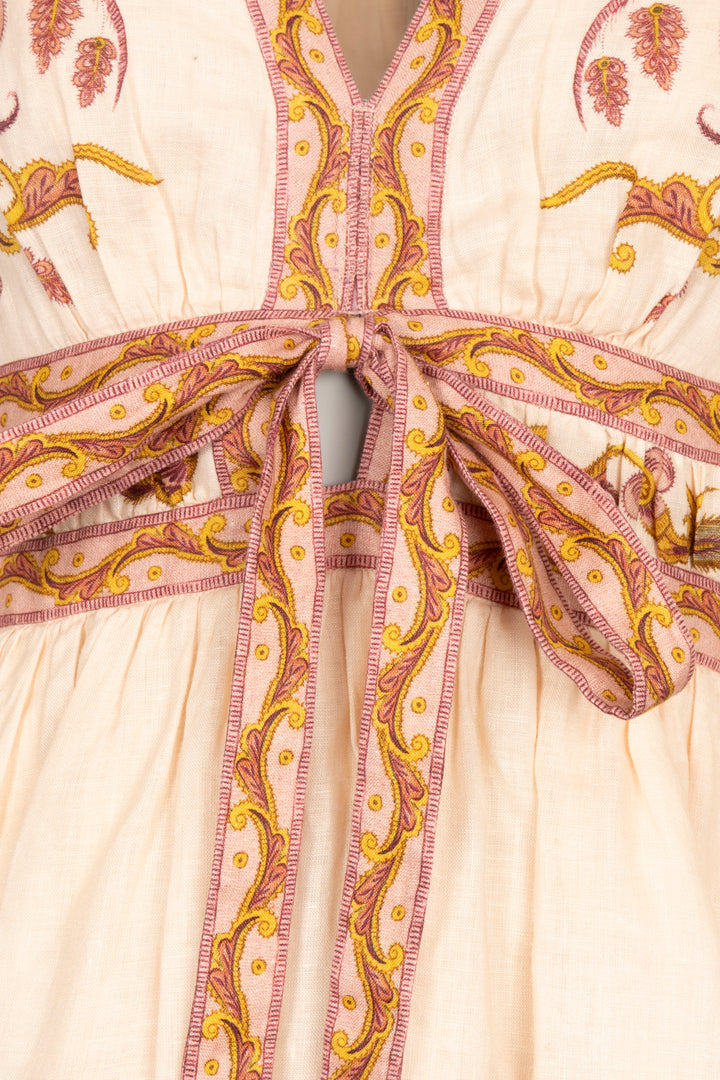 ZIMMERMANN Mini Robe Lin Rose Fleuri