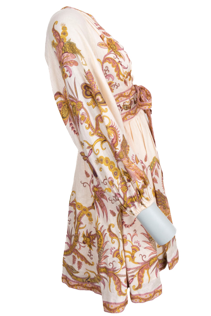 ZIMMERMANN Mini Robe Lin Rose Fleuri