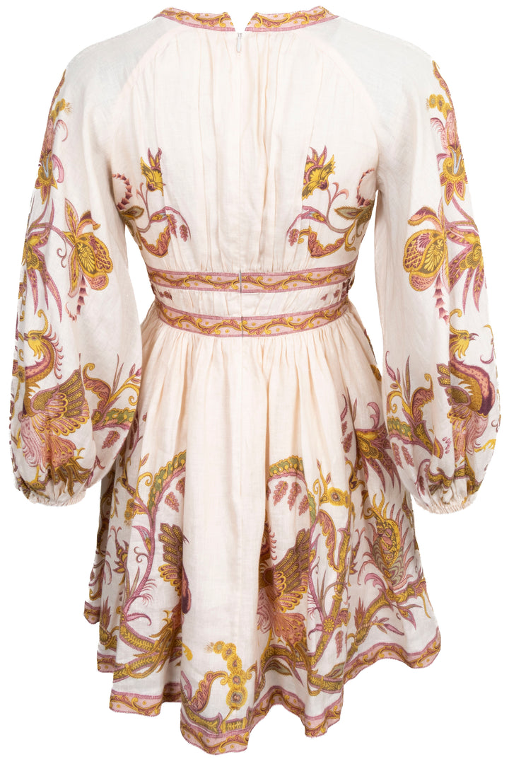 ZIMMERMANN Mini Robe Lin Rose Fleuri