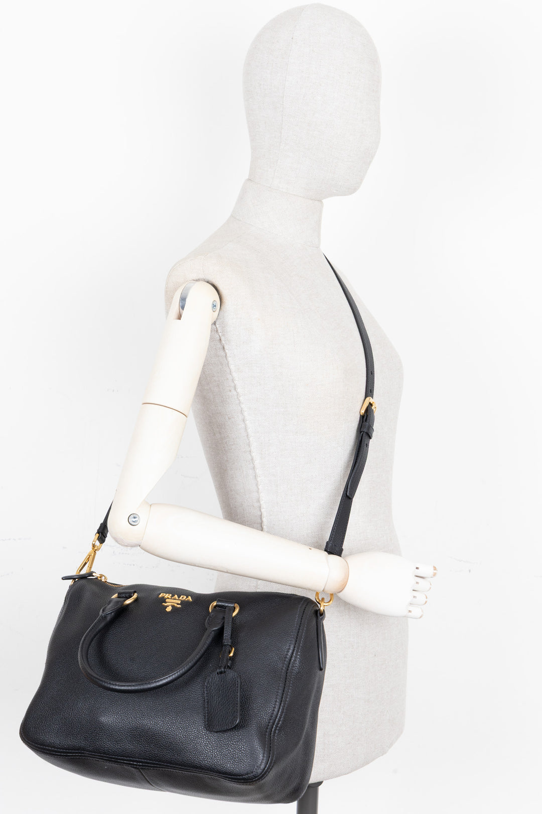 PRADA Phenix Bowling Bag Leather Black