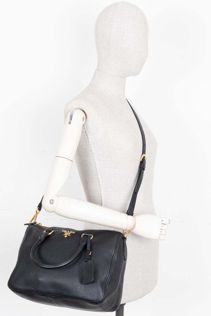 PRADA Phenix Bowling Bag Leather Black