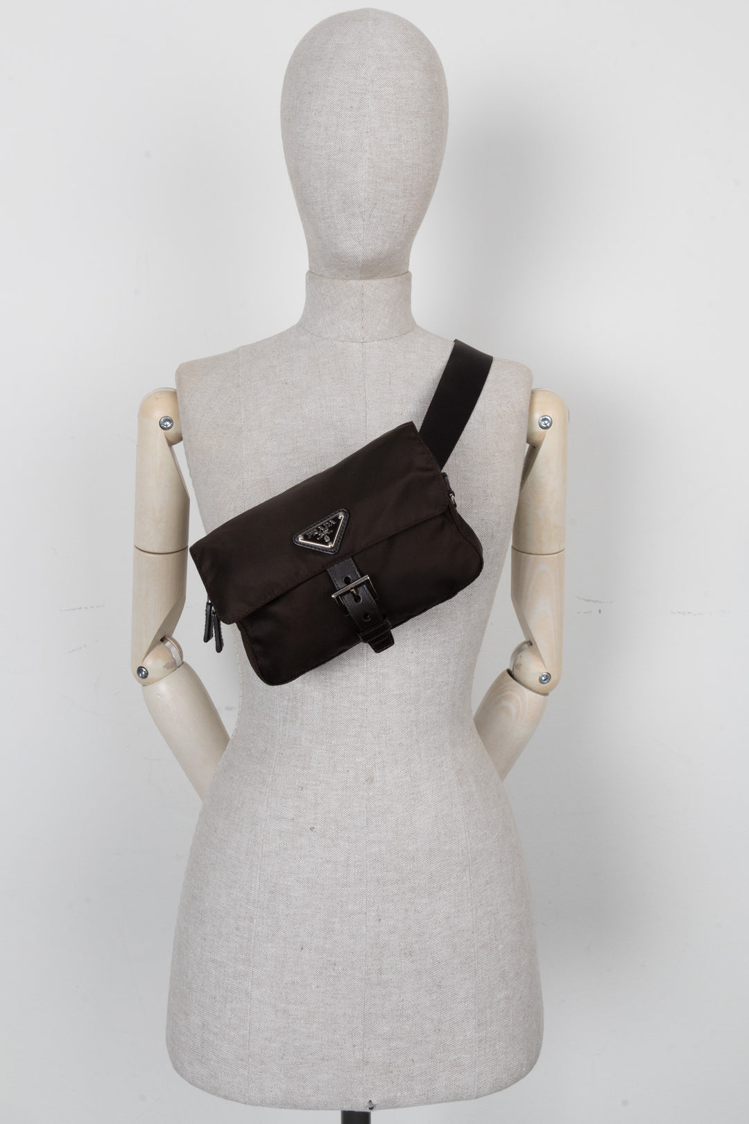 PRADA Nylon Belt Bag Brown