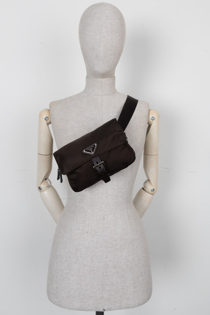 PRADA Nylon Belt Bag Brown