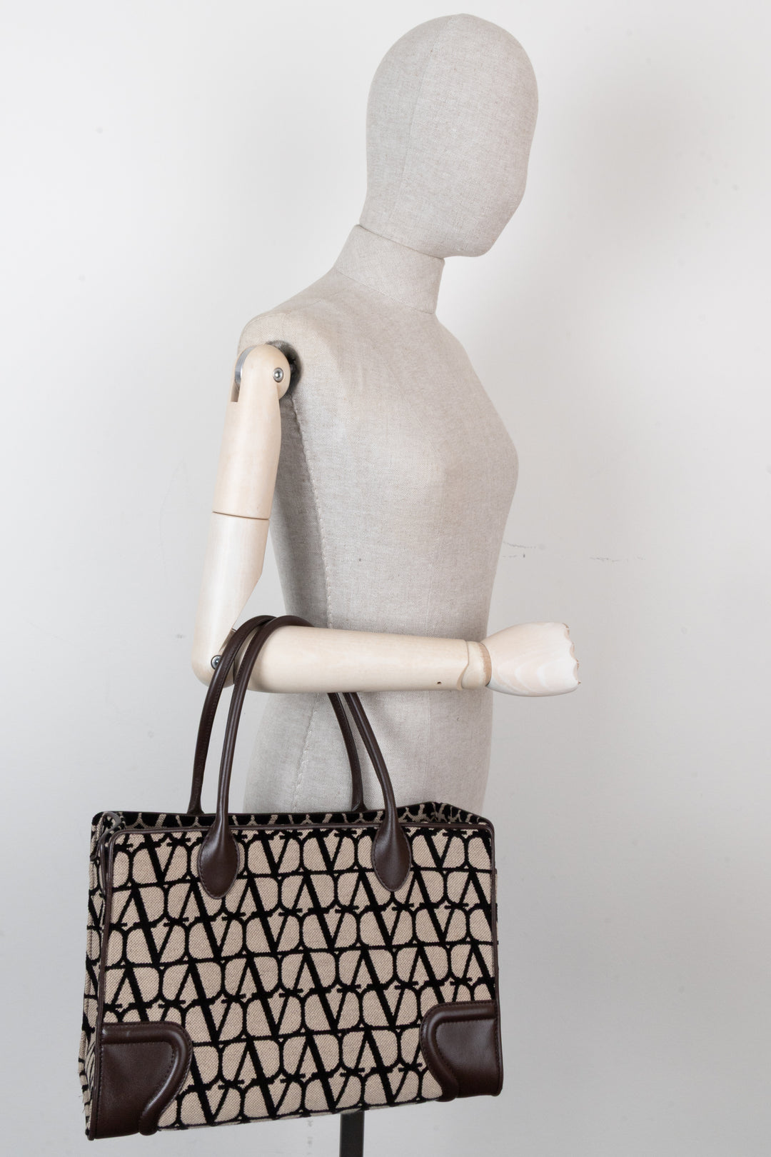 VALENTINO V Logo Tote Bag Brown