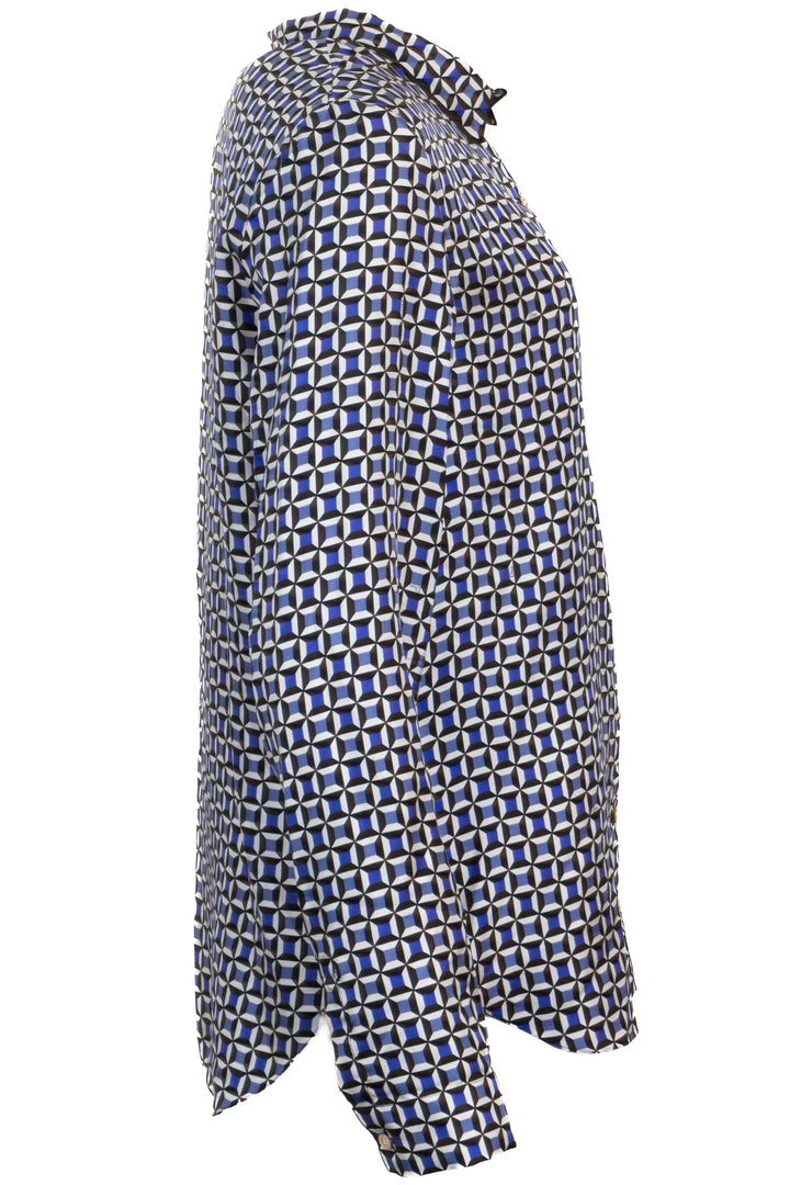 CHRISTIAN DIOR Geometric Print Shirt Silk Blue White