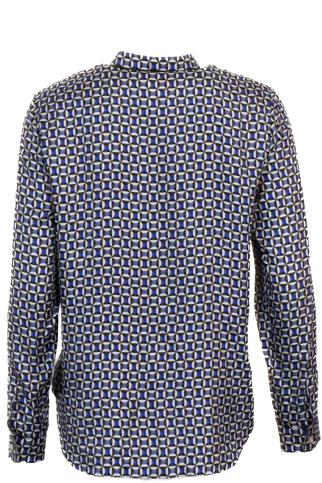 CHRISTIAN DIOR Geometric Print Shirt Silk Blue White