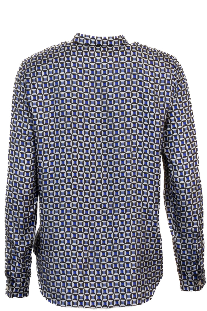 CHRISTIAN DIOR Geometric Print Shirt Silk Blue White