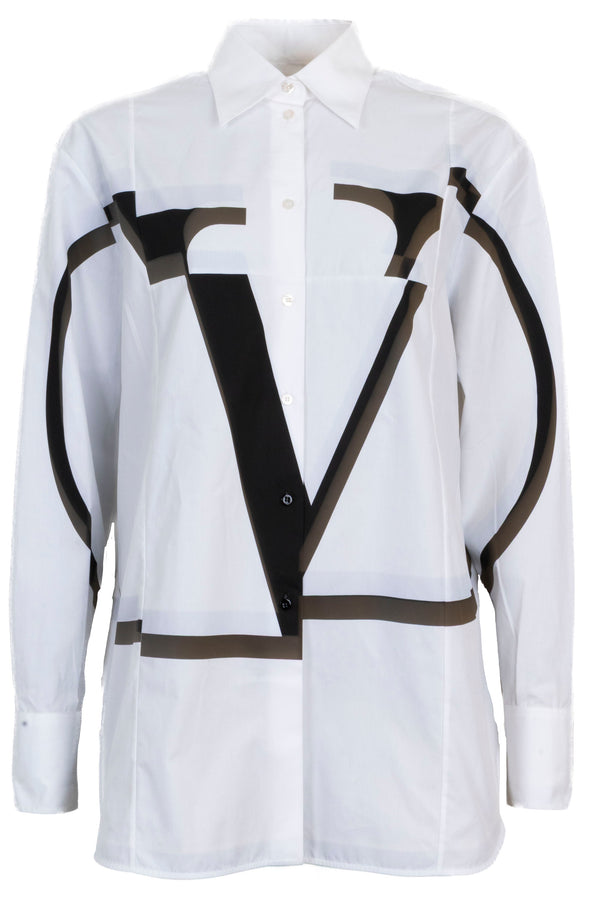 VALENTINO Logo Print Shirt Cotton White