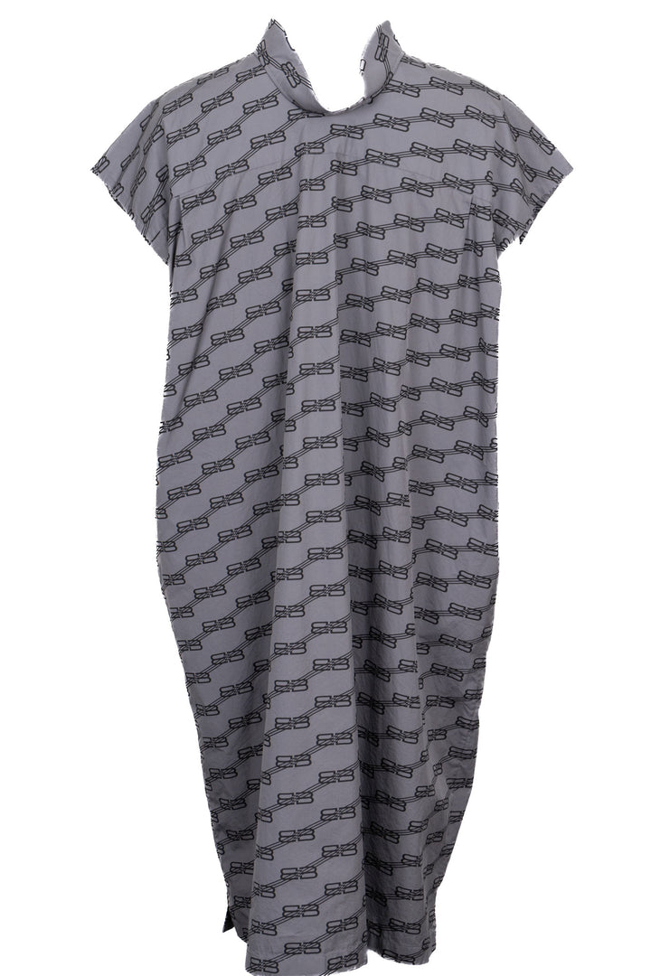 BALENCIAGA BB Logo Sleeveless Shirt Dress Grey