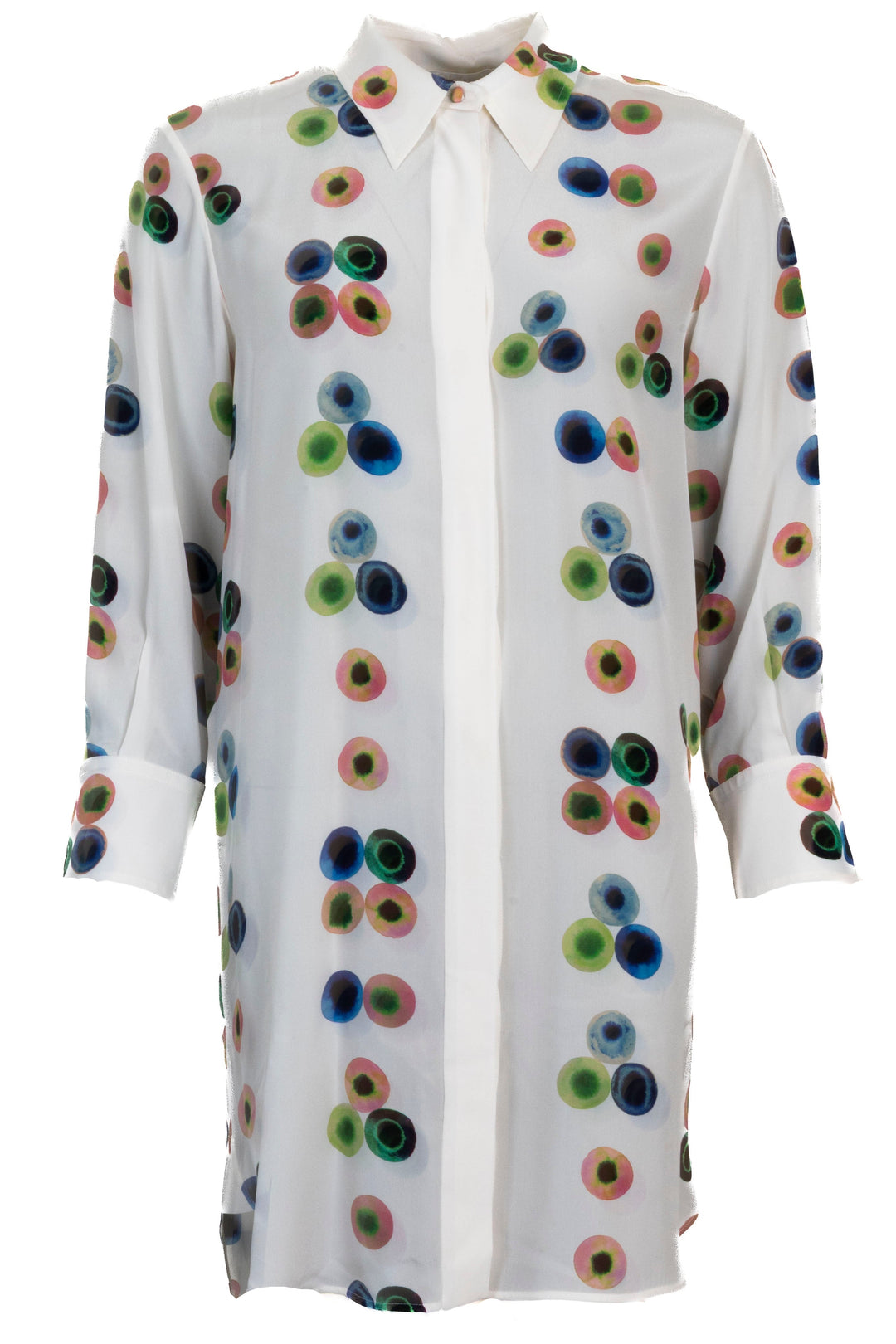 CHLOÉ Robe chemise à pois en soie blanc multicolore
