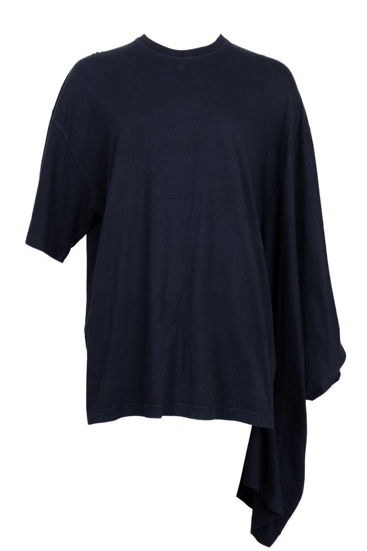 BALENCIAGA T-Shirt Asymmetric Sleeves Cotton Black