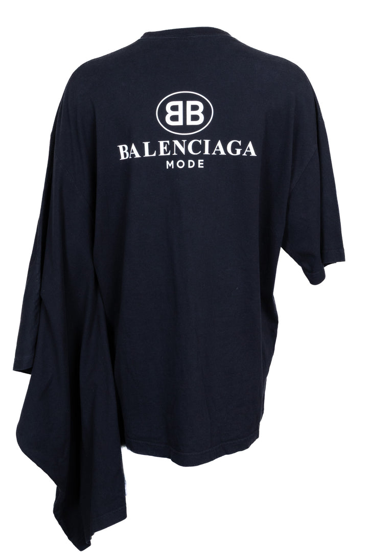 BALENCIAGA T-Shirt Asymmetric Sleeves Cotton Black