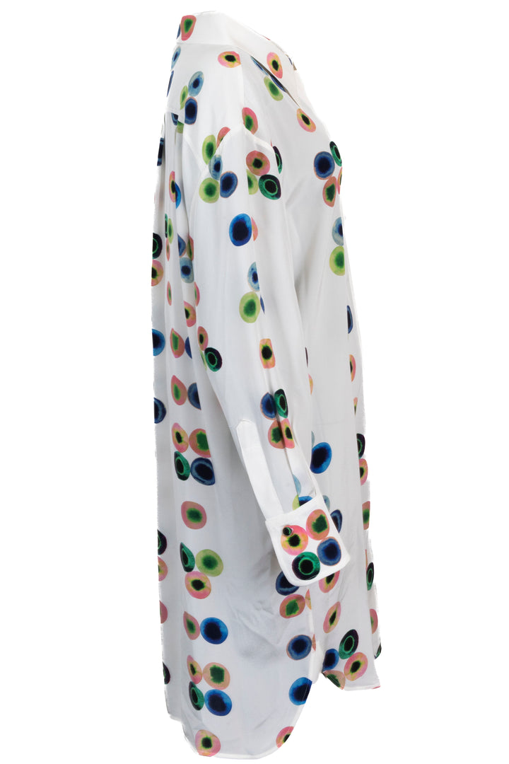 CHLOÉ Robe chemise à pois en soie blanc multicolore
