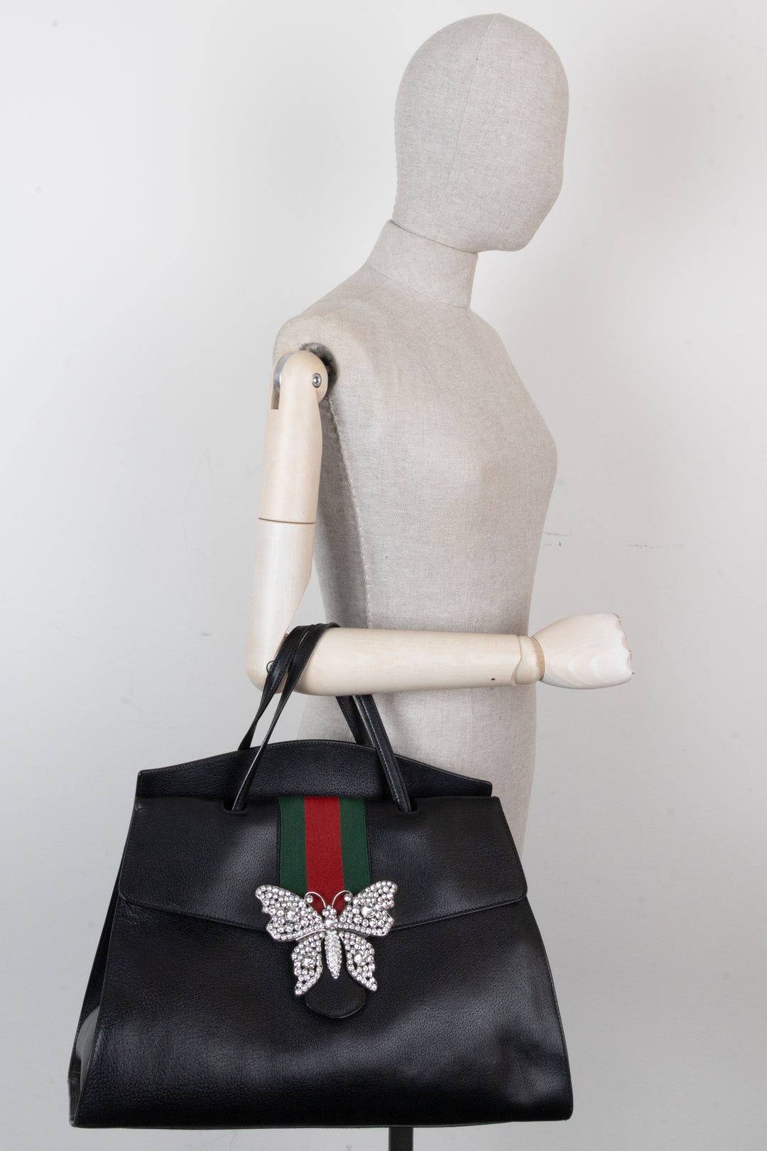 GUCCI Totem Top Handle Bag Leather Black