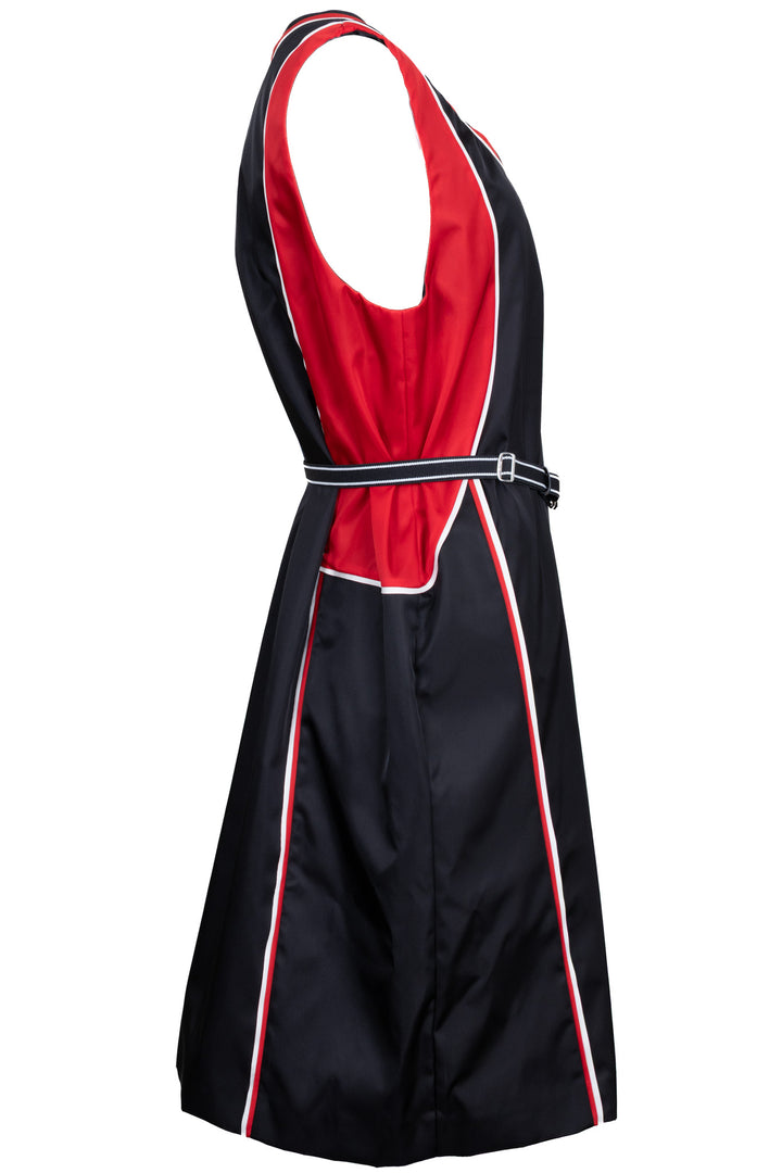 PRADA Belted Dress Nylon Red Black