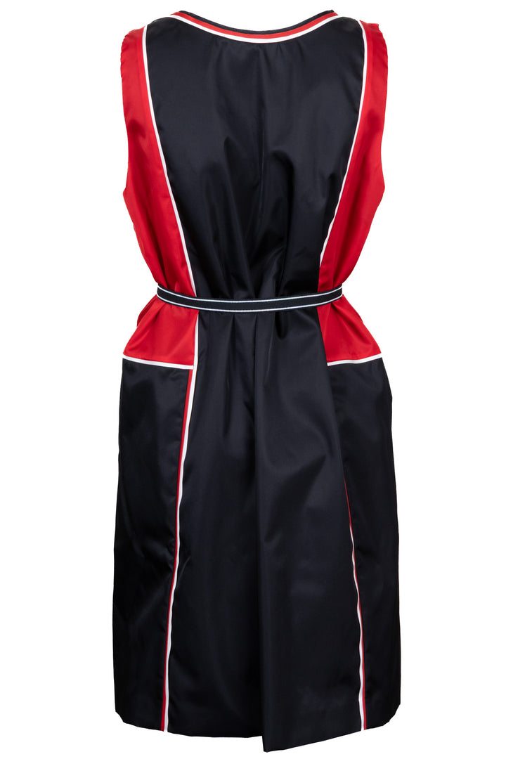 PRADA Belted Dress Nylon Red Black