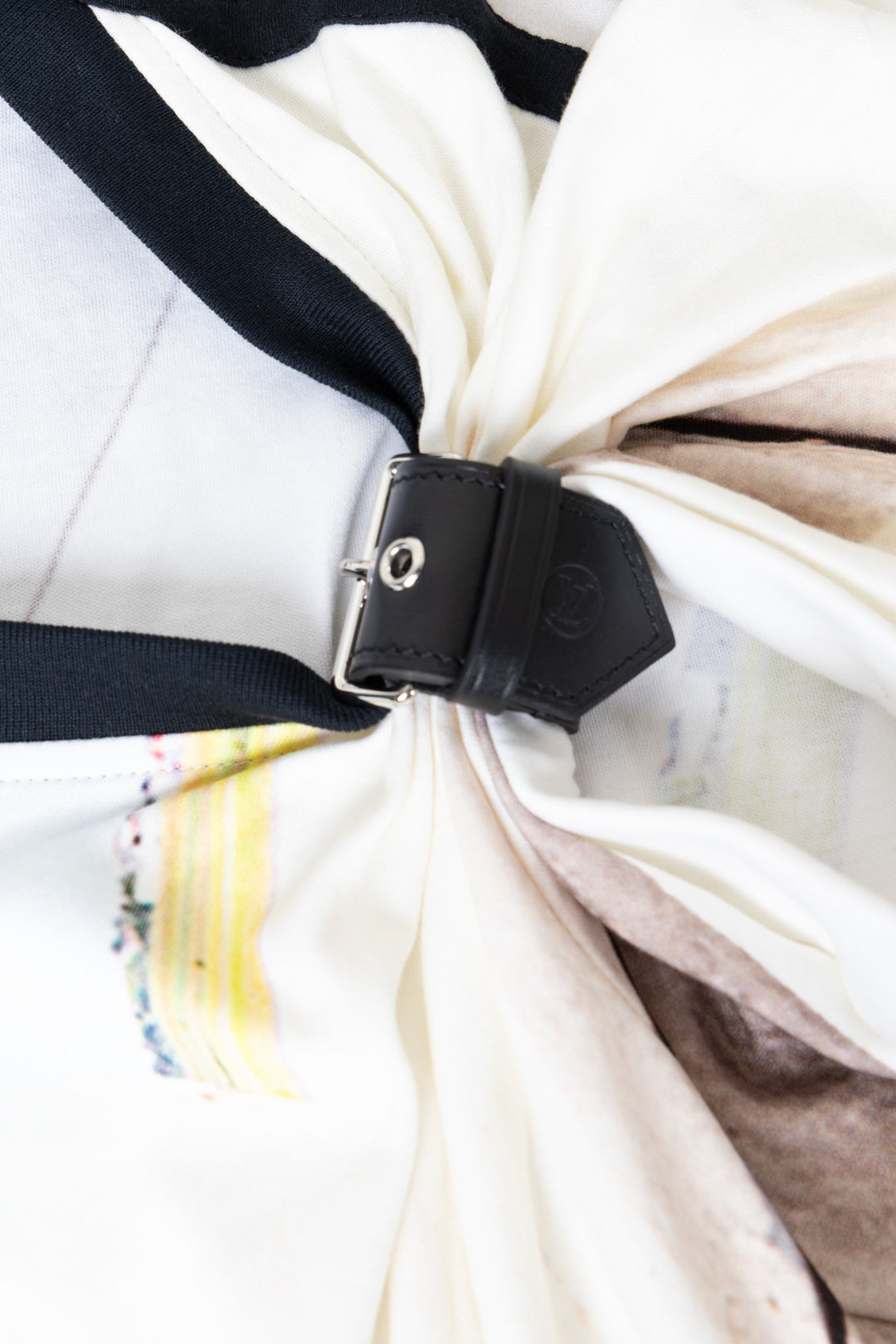 LOUIS VUITTON Robe T-shirt Détail Cuir Multicolore