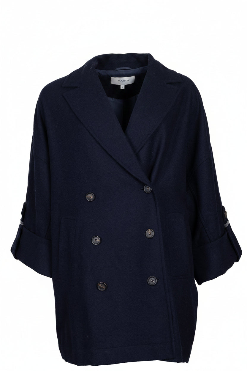 BRUNELLO CUCINELLI Manteau croisé en laine marine